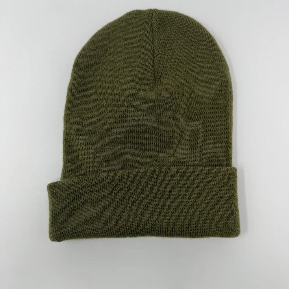 Adidas Beanie Hat Olive Green Cuffed‎ Knit Winter Ski Cap One Size - Picture 2 of 2
